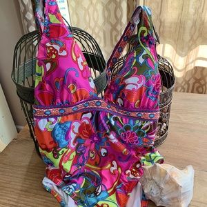Trina Turk one piece swimsuit size 12 boho chic